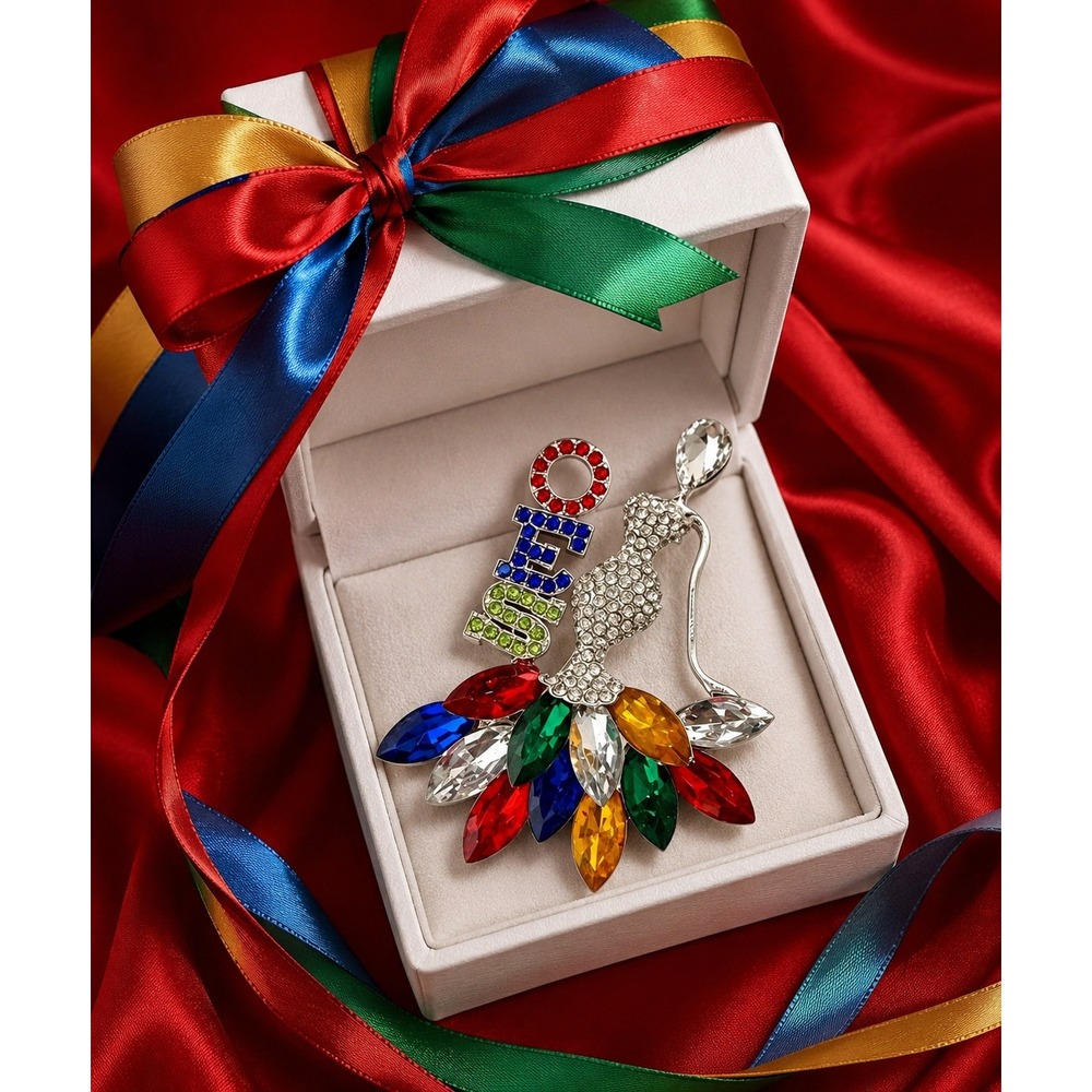 OES EASTERN STAR Multi Color Rhinestone Lady Brooch Pin Silver